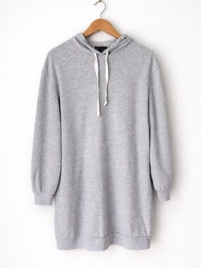 Saturday Sunday Gray Hoodie Dress Pullover Sweatshirt Tunic Size Small